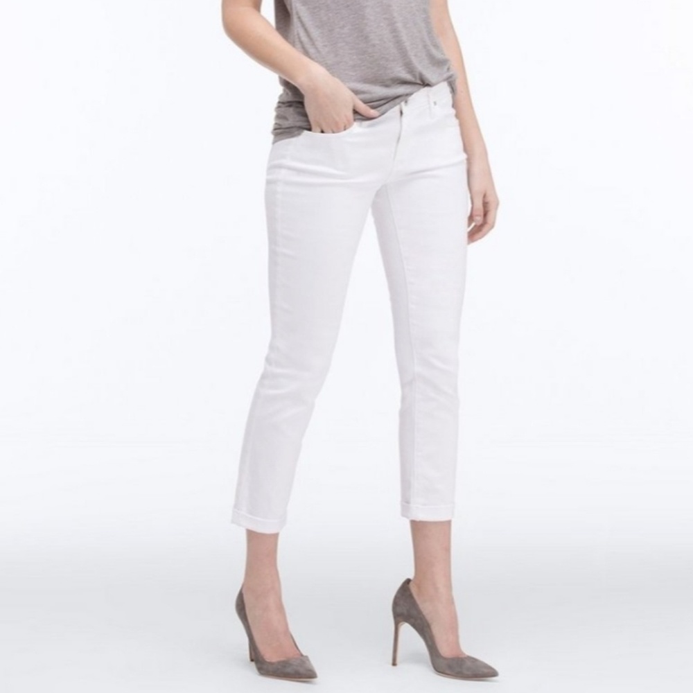 AG The Stilt Roll-Up/Cigarette White Jeans Sz 30